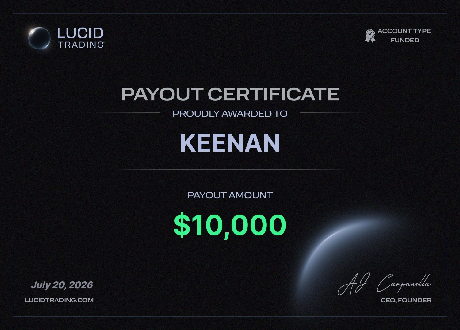 Payout confirmation shared with the community