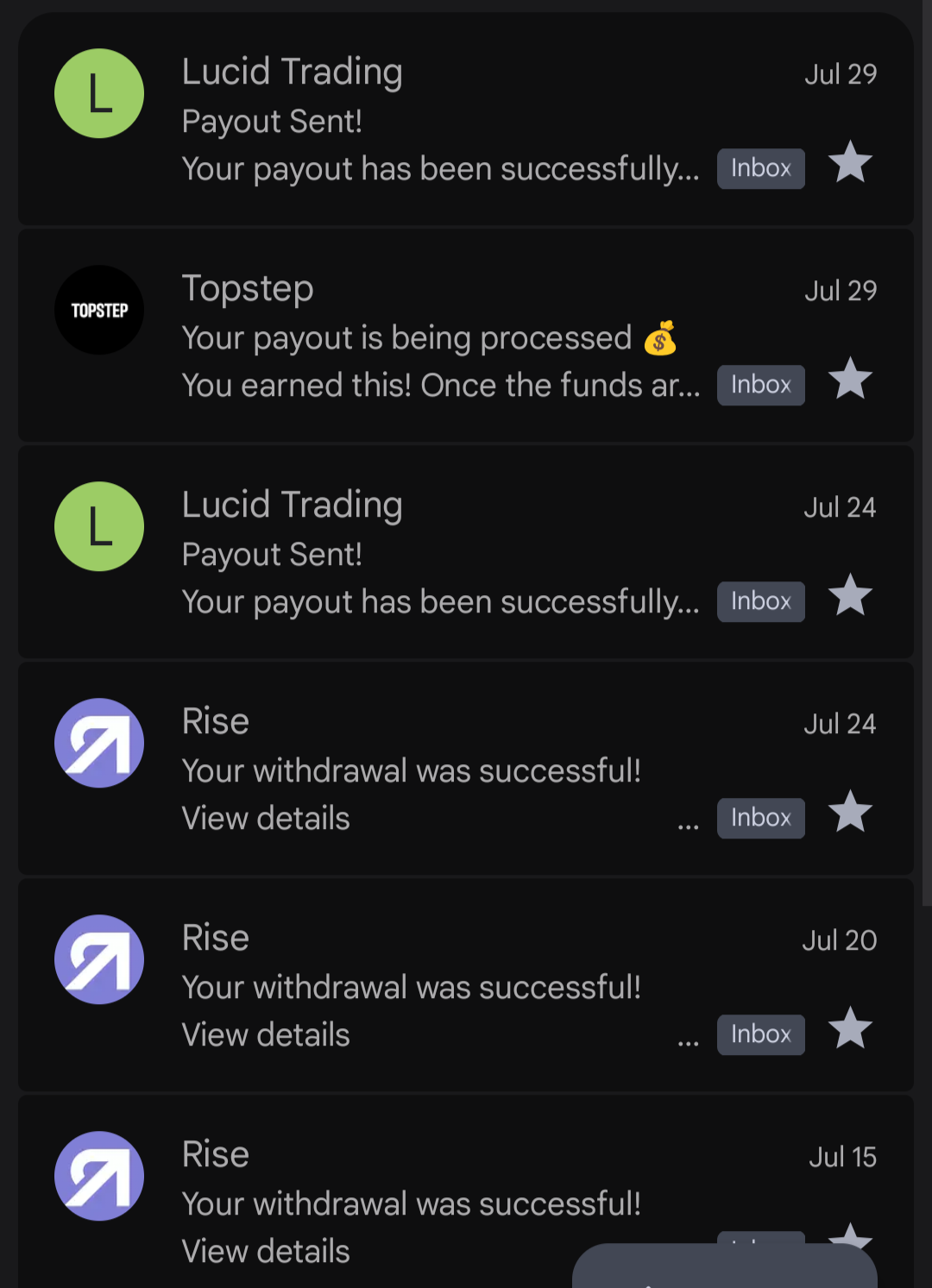 Payout confirmation shared with the community